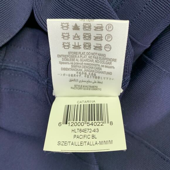 HERVE LEGER Size M Catarina Navy Rayon Blend Bandage Cap Sleeves Evening Gown - Picture 6 of 6